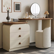 Modern Makeup Vanity LED Mirror and Stool Spacious Storage Rotatable Design